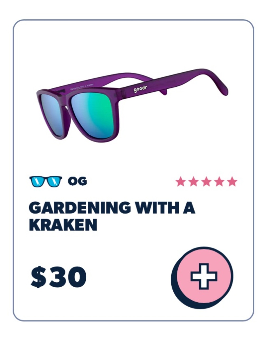 Goodr 'Gardening With A Kraken' Purple Women's Sunglasses